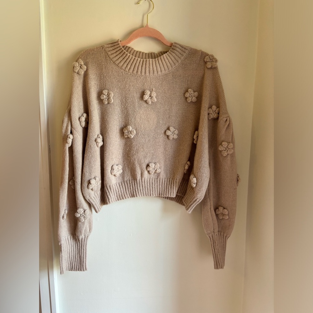 Floral Tan Sweater